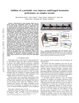 Addition of a peristaltic wave improves multi-legged locomotion
  performance on complex terrains