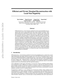 Efficient and Private Marginal Reconstruction with Local Non-Negativity