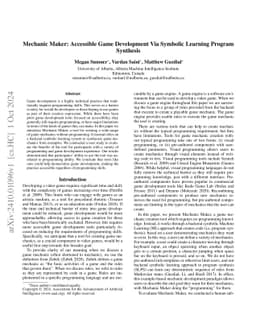 Mechanic Maker: Accessible Game Development Via Symbolic Learning
  Program Synthesis