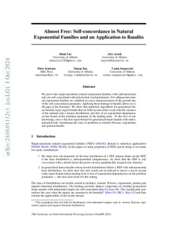 Almost Free: Self-concordance in Natural Exponential Families and an
  Application to Bandits