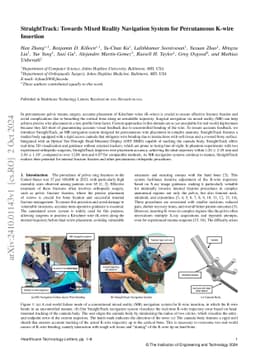 StraightTrack: Towards Mixed Reality Navigation System for Percutaneous
  K-wire Insertion