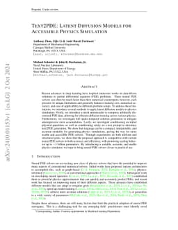 Text2PDE: Latent Diffusion Models for Accessible Physics Simulation