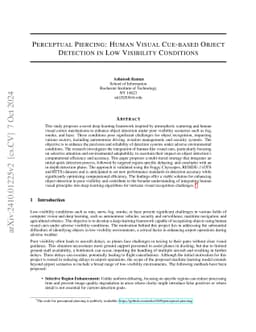 Perceptual Piercing: Human Visual Cue-based Object Detection in Low Visibility Conditions