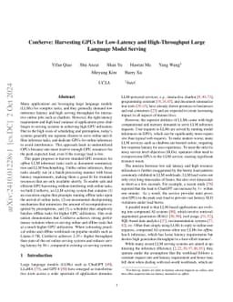 ConServe: Harvesting GPUs for Low-Latency and High-Throughput Large
  Language Model Serving