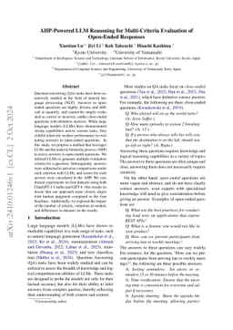 AHP-Powered LLM Reasoning for Multi-Criteria Evaluation of Open-Ended
  Responses