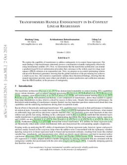 Transformers Handle Endogeneity in In-Context Linear Regression