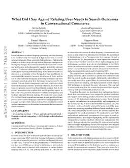 What Did I Say Again? Relating User Needs to Search Outcomes in
  Conversational Commerce