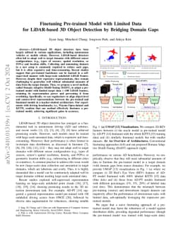 Finetuning Pre-trained Model with Limited Data for LiDAR-based 3D Object
  Detection by Bridging Domain Gaps
