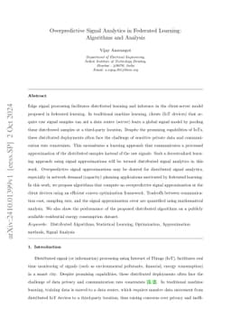 Overpredictive Signal Analytics in Federated Learning: Algorithms and
  Analysis