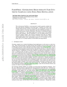Fair4Free: Generating High-fidelity Fair Synthetic Samples using Data
  Free Distillation