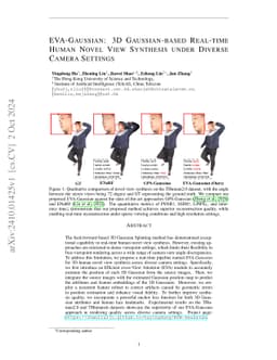 EVA-Gaussian: 3D Gaussian-based Real-time Human Novel View Synthesis under Diverse Multi-view Camera Settings