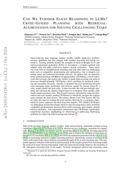 Can We Further Elicit Reasoning in LLMs? Critic-Guided Planning with
  Retrieval-Augmentation for Solving Challenging Tasks