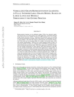 Verbalized Graph Representation Learning: A Fully Interpretable Graph
  Model Based on Large Language Models Throughout the Entire Process