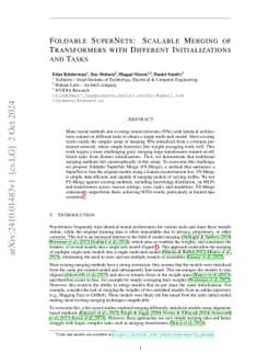 Foldable SuperNets: Scalable Merging of Transformers with Different
  Initializations and Tasks