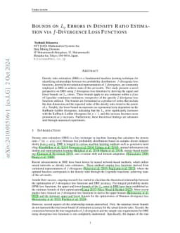 Bounds on Lp errors in density ratio estimation via f-divergence loss functions
