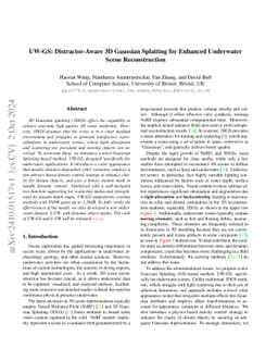 UW-GS: Distractor-Aware 3D Gaussian Splatting for Enhanced Underwater
  Scene Reconstruction