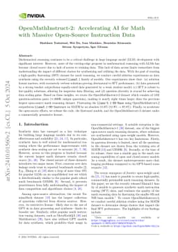 OpenMathInstruct-2: Accelerating AI for Math with Massive Open-Source
  Instruction Data