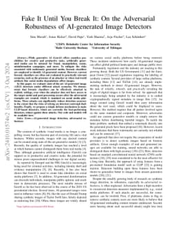 Fake It Until You Break It: On the Adversarial Robustness of
  AI-generated Image Detectors