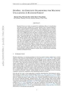 DynFrs: An Efficient Framework for Machine Unlearning in Random Forest