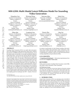 MM-LDM: Multi-Modal Latent Diffusion Model for Sounding Video Generation