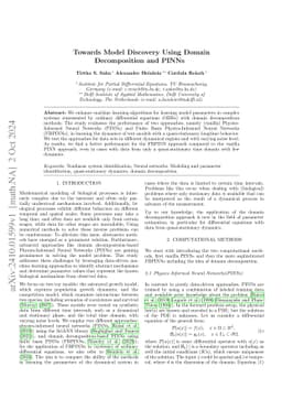 Towards Model Discovery Using Domain Decomposition and PINNs