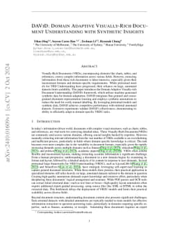 DAViD: Domain Adaptive Visually-Rich Document Understanding with
  Synthetic Insights