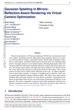 Gaussian Splatting in Mirrors: Reflection-Aware Rendering via Virtual
  Camera Optimization