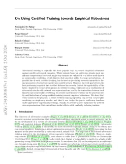 On Using Certified Training towards Empirical Robustness