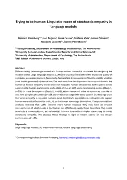 Trying to be human: Linguistic traces of stochastic empathy in language
  models