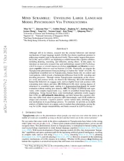 Mind Scramble: Unveiling Large Language Model Psychology Via
  Typoglycemia