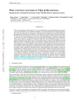 Why context matters in VQA and Reasoning: Semantic interventions for VLM
  input modalities