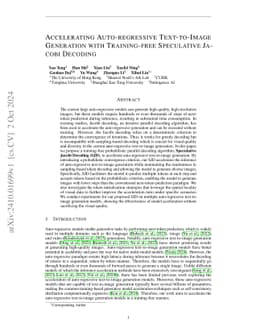 Accelerating Auto-regressive Text-to-Image Generation with Training-free Speculative Jacobi Decoding
