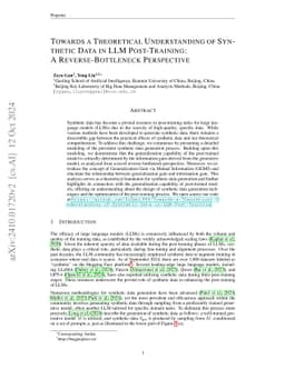 Towards a Theoretical Understanding of Synthetic Data in LLM Post-Training: A Reverse-Bottleneck Perspective