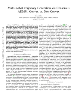 Multi-Robot Trajectory Generation via Consensus ADMM: Convex vs.
  Non-Convex