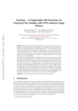 KeyVisor -- A Lightweight ISA Extension for Protected Key Handles with
  CPU-enforced Usage Policies