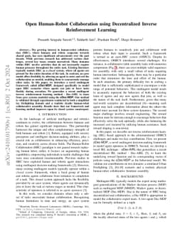 Open Human-Robot Collaboration using Decentralized Inverse Reinforcement
  Learning