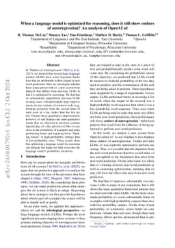 When a language model is optimized for reasoning, does it still show
  embers of autoregression? An analysis of OpenAI o1