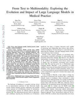 From Text to Multimodality: Exploring the Evolution and Impact of Large
  Language Models in Medical Practice