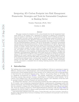 Integrating AI's Carbon Footprint into Risk Management Frameworks:
  Strategies and Tools for Sustainable Compliance in Banking Sector