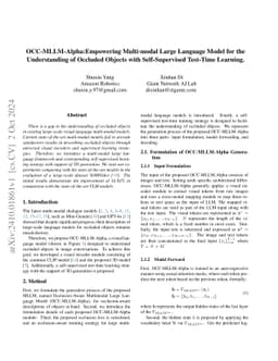 OCC-MLLM-Alpha:Empowering Multi-modal Large Language Model for the
  Understanding of Occluded Objects with Self-Supervised Test-Time Learning