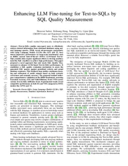 Enhancing LLM Fine-tuning for Text-to-SQLs by SQL Quality Measurement