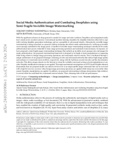 Social Media Authentication and Combating Deepfakes using Semi-fragile
  Invisible Image Watermarking