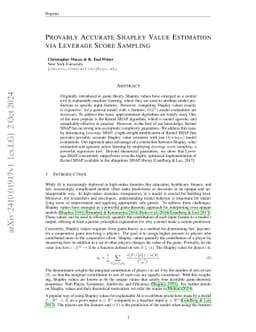 Provably Accurate Shapley Value Estimation via Leverage Score Sampling