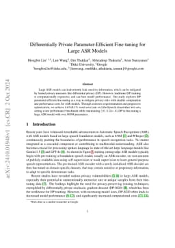 Differentially Private Parameter-Efficient Fine-tuning for Large ASR
  Models