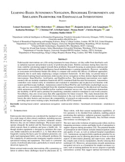 Learning-Based Autonomous Navigation, Benchmark Environments and
  Simulation Framework for Endovascular Interventions