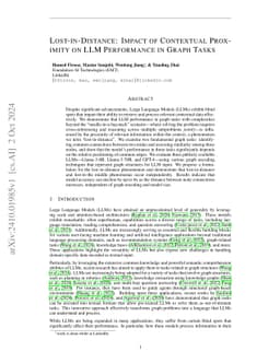 Lost-in-Distance: Impact of Contextual Proximity on LLM Performance in Graph Tasks