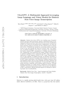 UlcerGPT: A Multimodal Approach Leveraging Large Language and Vision
  Models for Diabetic Foot Ulcer Image Transcription