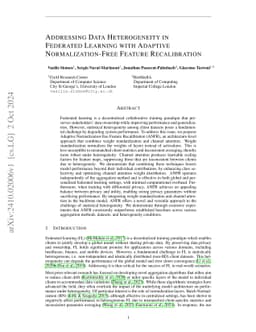 Addressing Data Heterogeneity in Federated Learning with Adaptive
  Normalization-Free Feature Recalibration