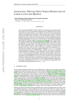 Adaptively Private Next-Token Prediction of Large Language Models