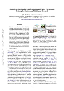 Quantifying the Gaps Between Translation and Native Perception in
  Training for Multimodal, Multilingual Retrieval